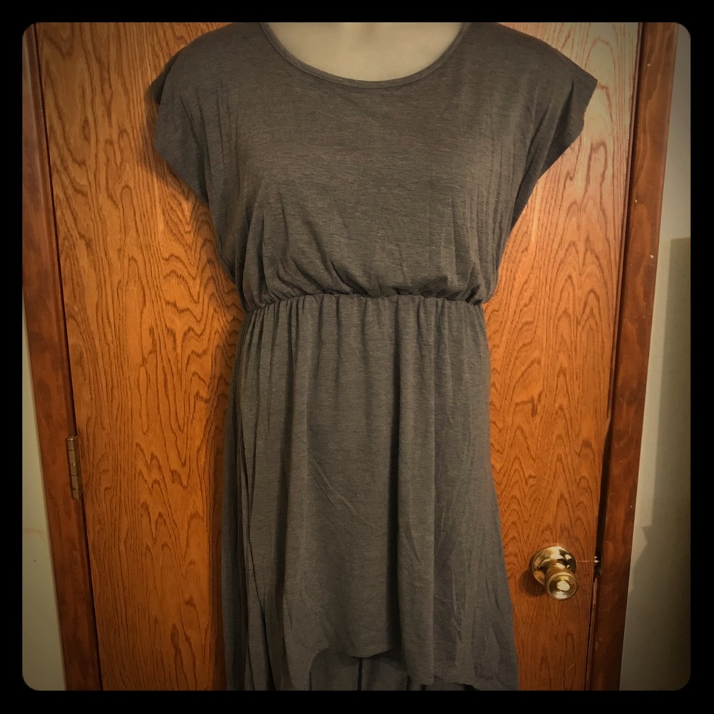 Heathered Grey Jersey High-Low Tee Shirt Dress 1x